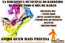 Biblioteca Municipal do Barreiro recebe campanha de recolha de bens De 1 de Março a 1 de Abril