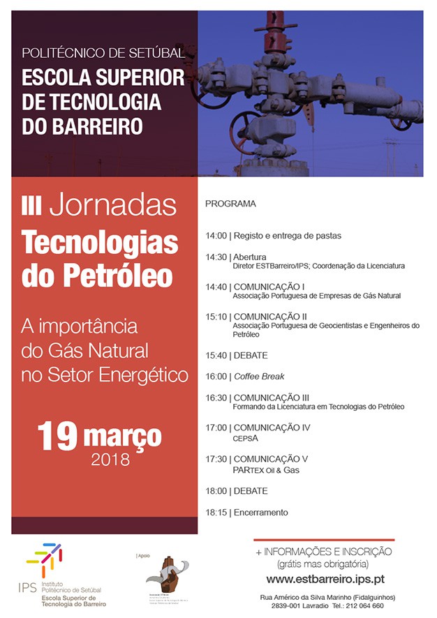 Na Escola Superior de Tecnologia do Barreiro Gás natural em debate nas III Jornadas de Tecnologias do Petróleo