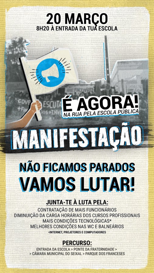 Manifestação de estudantes no Concelho do Seixal. Na rua pela Escola Pública