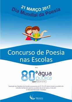 Concurso de Poesia dirigido às Escolas do concelho do Barreiro No Dia Mundial da Poesia entrega dos prémios às escolas vencedoras