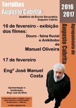 Barreiro - Filmes Douro Faina Fluvial e Aniki BóBó de Manoel Oliveira. Exibição e discussão em Tertúlia Augusto Cabrita