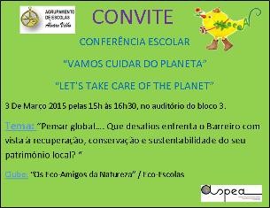 Escola Álvaro Velho no Lavradio - Barreiro CONFERÊNCIA ESCOLAR «VAMOS CUIDAR DO PLANETA»