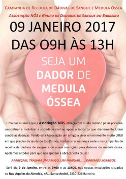 Barreiro - Recolha de dádivas de sangue e medula óssea Participe! É hoje dia 9 de janeiro! . Apareça e traga um amigo ou um familiar!