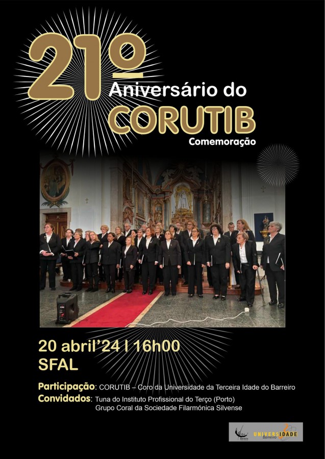 Na SFAL Sociedade Filarmónica Agrícola Lavradiense CORUTIB - Coro da Universidade da Terceira Idade do Barreiro . Concerto de 21º aniversário