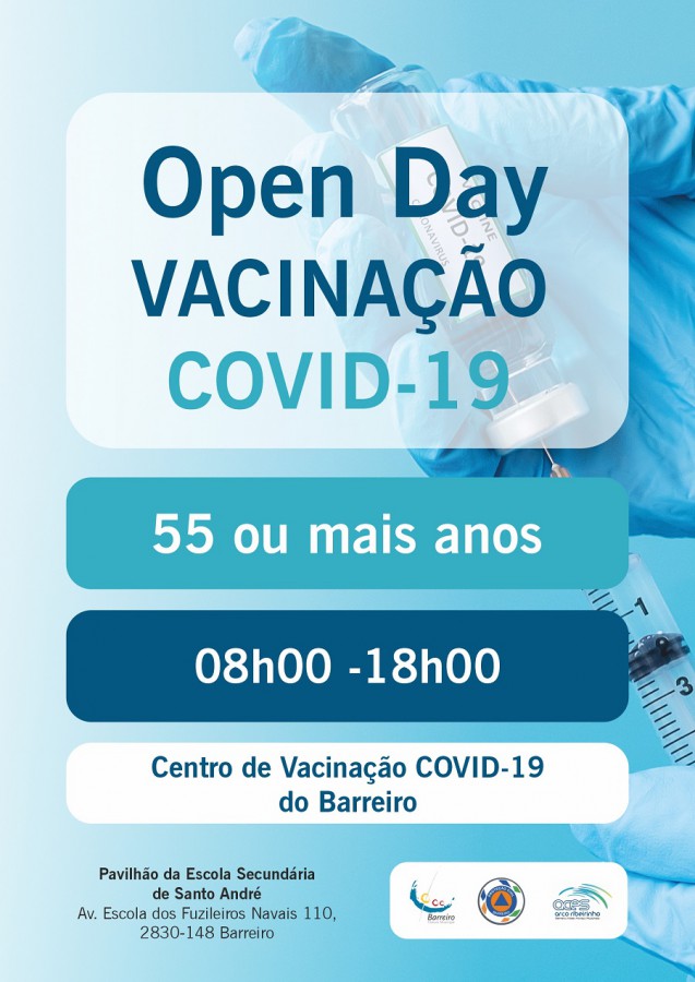 Actualização - Para utentes com 55 ou mais anos Open Day Vacinação COVID-19 na ESSA Barreiro