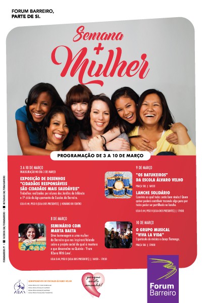 Semana da Mulher no FORUM BARREIRO Dia 8 de Março um Seminário com Marta Baeta às 16h30