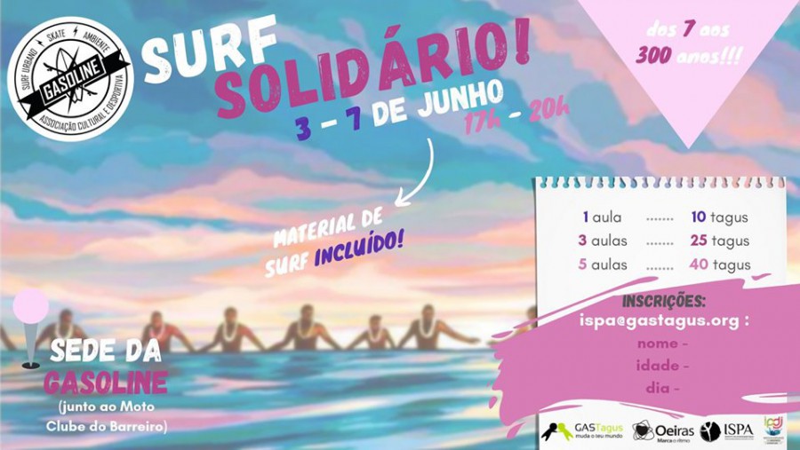GASTagus - Grupo de Acção Social Surfar solidário na onda única de rio criada pelo barco do Barreiro