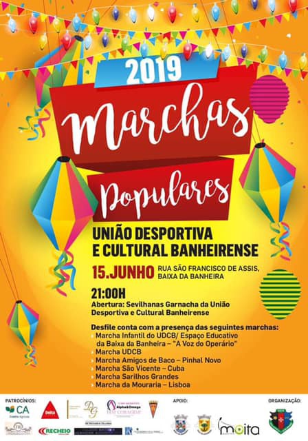 Este ano com o tema «Moita, Património do Tejo» Desfile de Marchas Populares na Baixa da Banheira