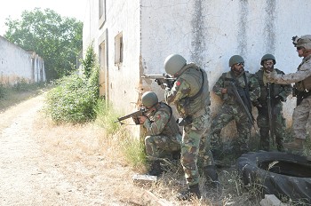 Da Escola de Fuzileiros ( no Barreiro ) até ao Campo de Tiro de Alcochete FUZILEIROS E MARINES TREINAM EM CONJUNTO