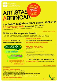 Barreiro - Ateliê semanal Artistas a Brincar e Aulas de Desenho e Pintura e Experiências Plásticas