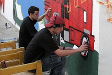 Bombeiros de Setúbal Graffiti nos muros laterais do quartel dos Voluntários