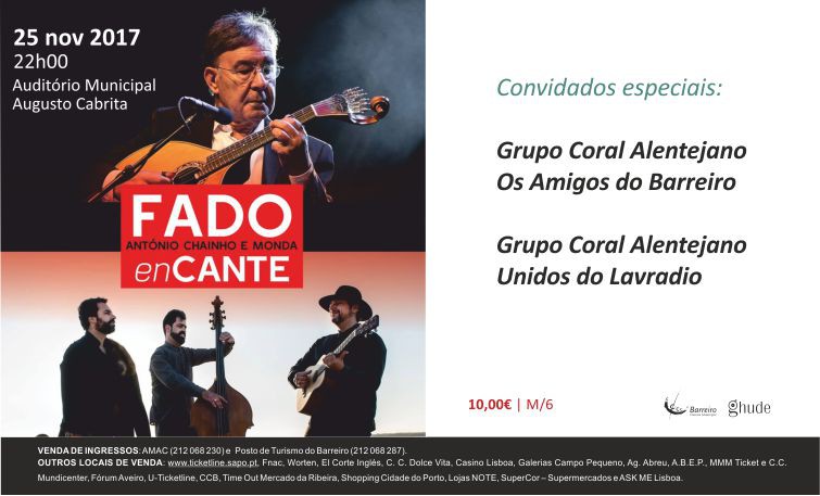 Barreiro - Auditório Municipal Augusto Cabrita recebe Fado enCante – Mestre António Chainho & Monda