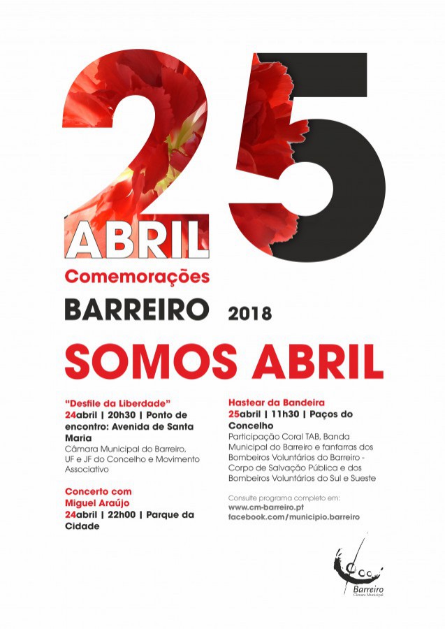 Na noite de hoje no Parque da Cidade no Barreiro Concerto com Miguel Araújo . Desfile da Liberdade às 20h30