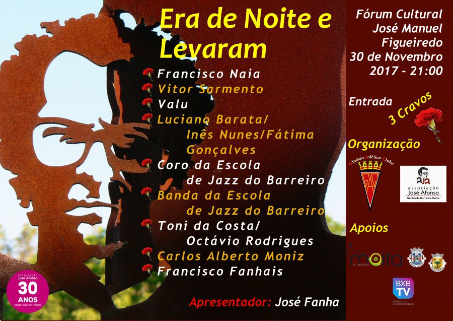 No Forum José Manuel Figueiredo na Baixa da Banheira - Moita «"Era de Noite e Levaram» evocação de Zeca Afonso