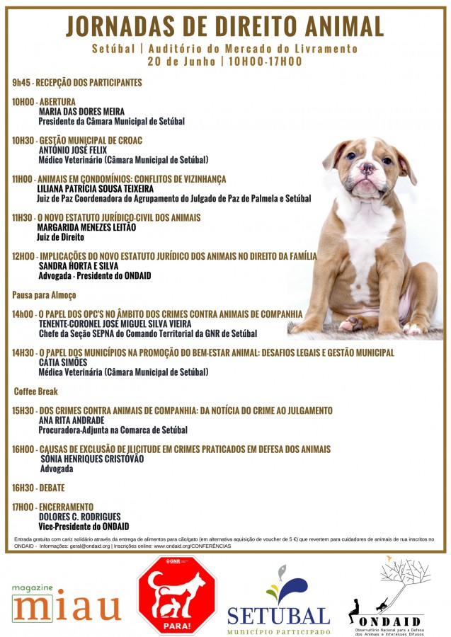 Auditório do Mercado do Livramento em Setúbal Jornadas de Direito Animal