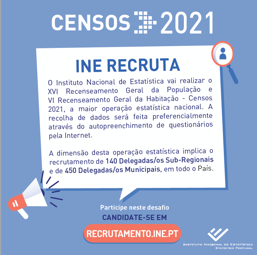 Censos 2021 Recrutamento de delegadas/os sub-regionais e municipais