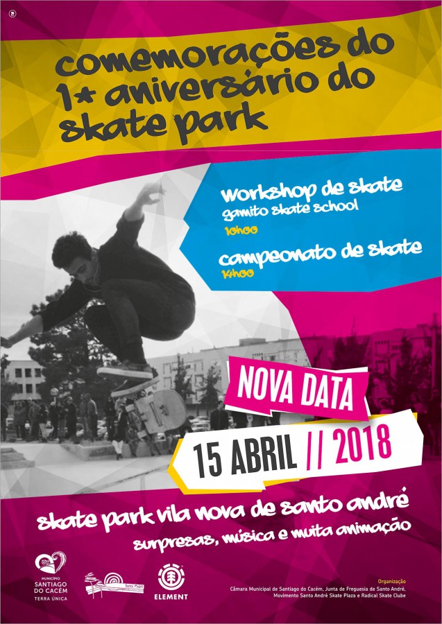 Santiago do Cacém - Festa do Skate em Vila Nova de Santo André Comemorar o 1º Aniversário do Santo André Skate Plaza