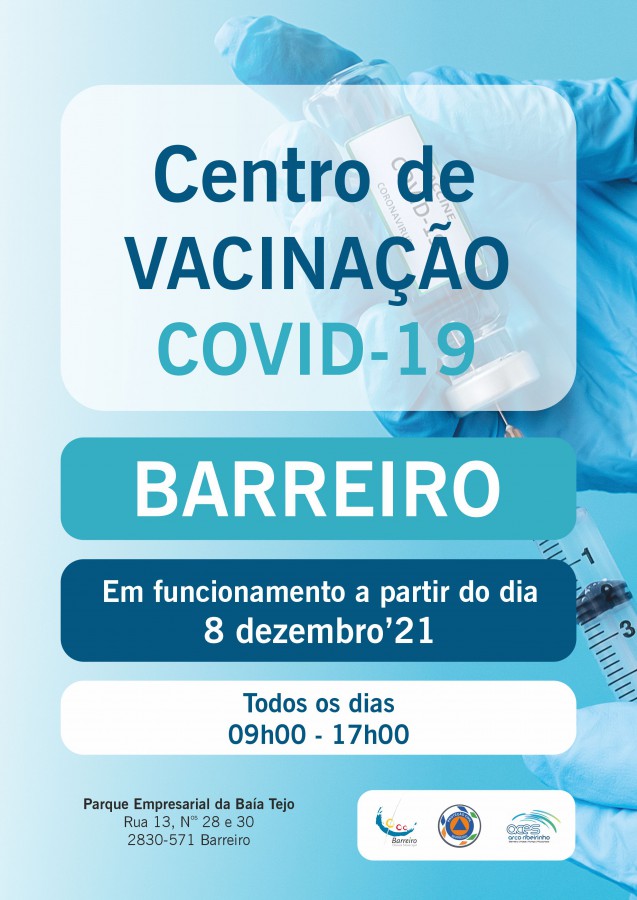 Nova localização no Parque Empresarial da Baía Tejo Centro de Vacinação contra COVID-19 no Barreiro