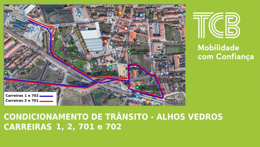 Transportes Colectivos do Barreiro Condicionamento de Trânsito . Carreiras 1, 2, 701 e 702
