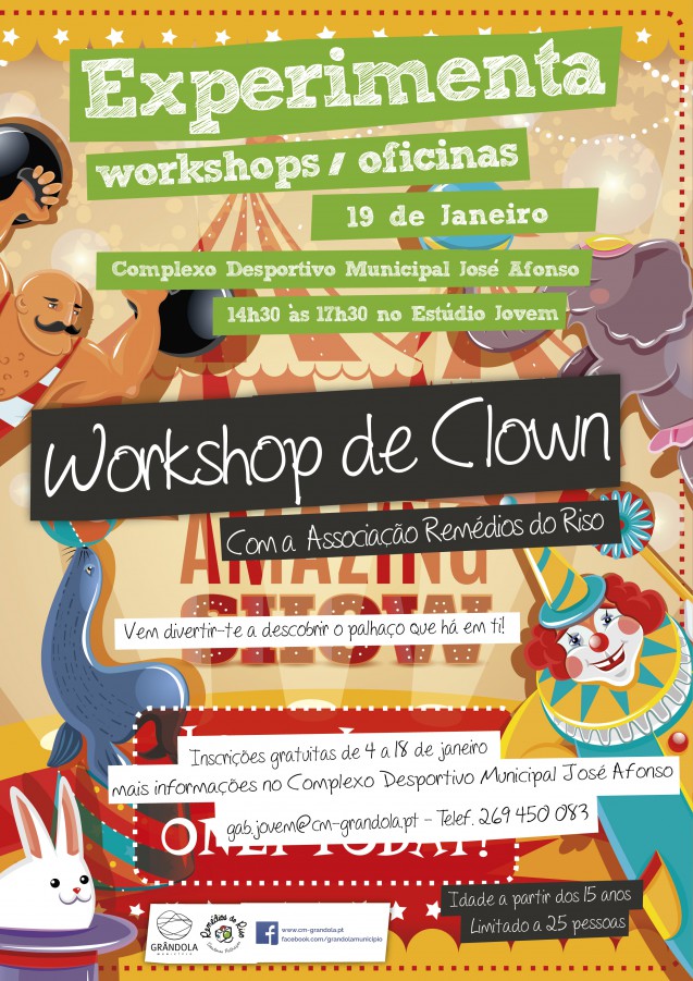 Grândola -«Experimenta - Workshops/Oficinas» Workshop de Clown com a Associação Remédios do Riso