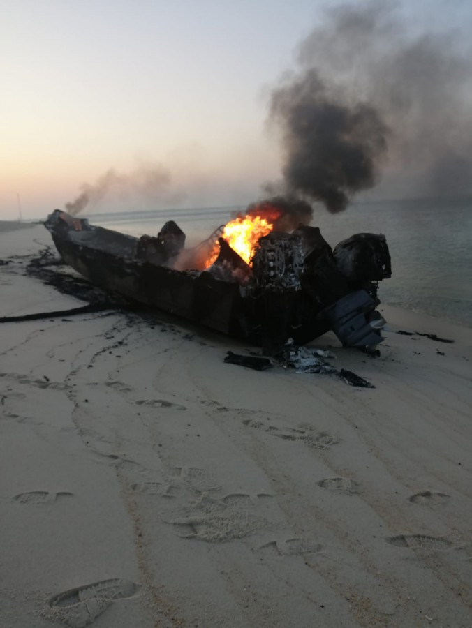 Na praia da Figueirinha em Setúbal Detetada embarcação de alta velocidade com incêndio e sem tripulantes