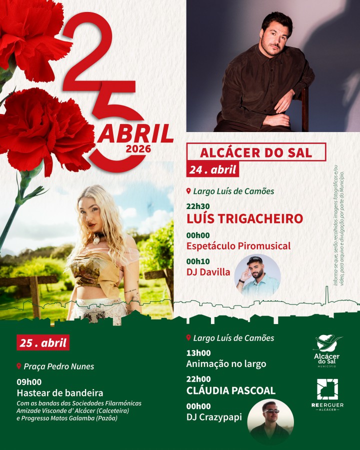Em Alcácer do Sal 25 de Abril promete dois dias de música e animação