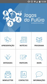 Aplicação para telemóveis dos Jogos do Futuro da Região de Setúbal 2017 Partilha de forma dinâmica e interativa todos os pormenores da edição