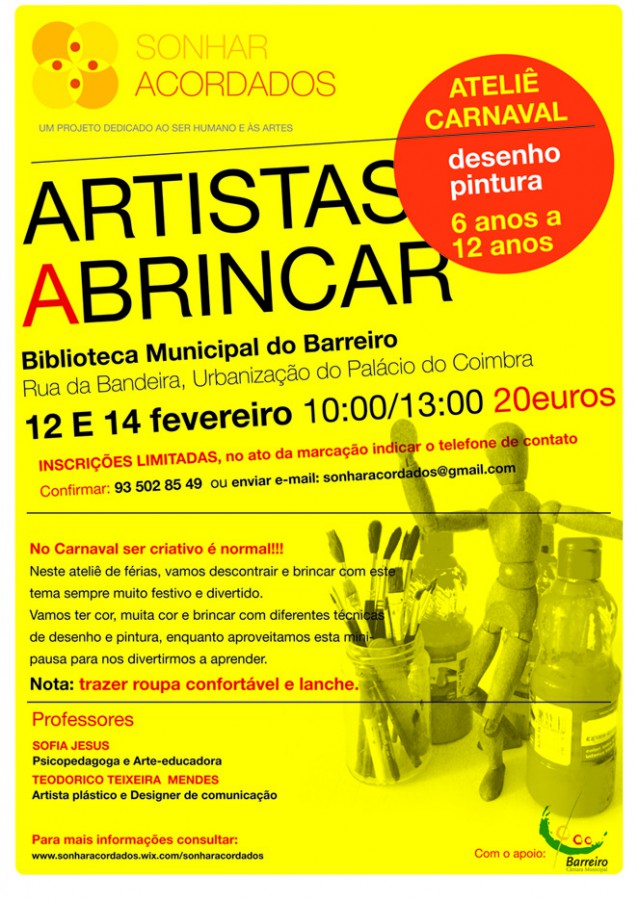 Barreiro - Ateliê de Carnaval «Artistas a Brincar» Inscrições abertas