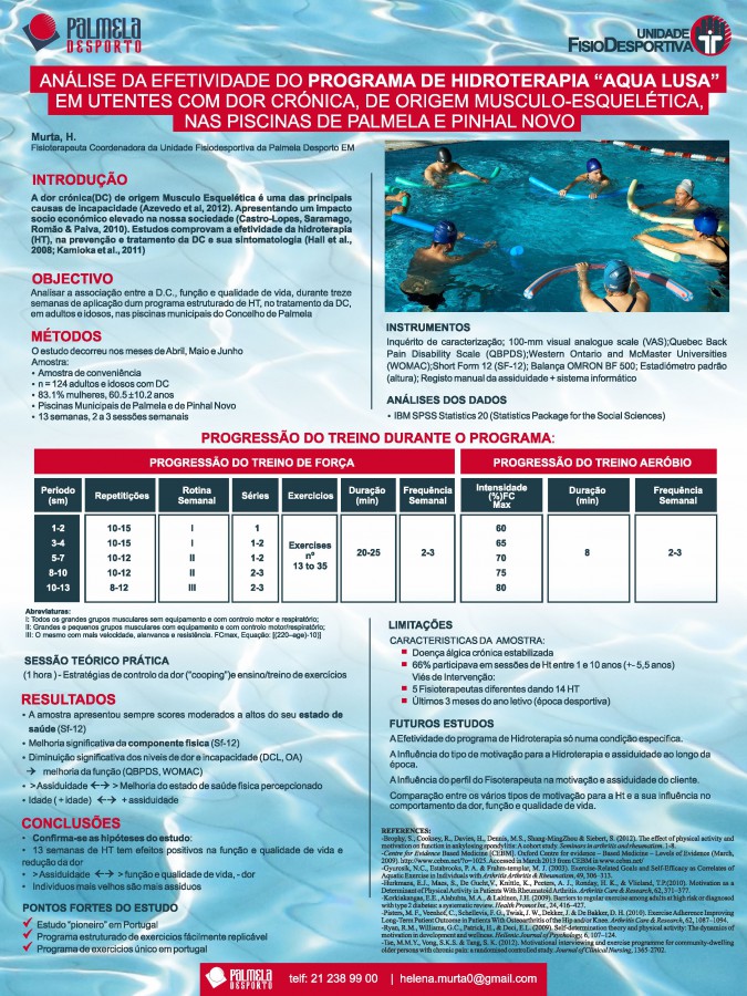 Encontro Nacional de Unidades de Saúde Pública da Península de Setúbal Poster da Palmela Desporto foi vencedor