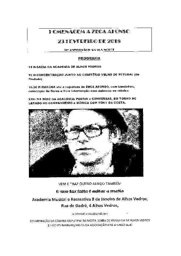 Academia Musical e Recreativa 8 de Janeiro de Alhos Vedros - Moita Homenagem a Zeca Afonso em Setúbal
