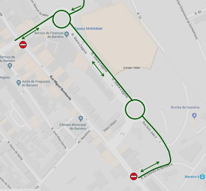 Barreiro - Interdição de trânsito na Rua Miguel Bombarda ALTERAÇÃO PROVISÓRIA DE PERCURSO DE CARREIRAS DOS TCB