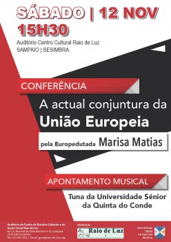 Eurodeputada Marisa Matias em Sesimbra conferência «A actual conjuntura da União Europeia»