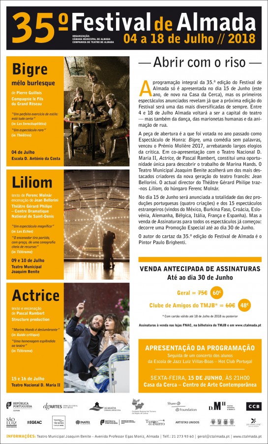 Nos jardins do Palácio da Cerca em Almada Sessão de lançamento da 35ª edição do Festival de Teatro de Almada