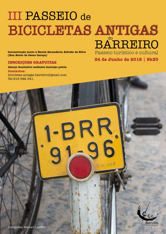 Passeio de Bicicletas Antigas do Barreiro Inscrições gratuitas.