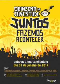 «Quinzena da Juventude/2017» no concelho da Moita Apresentação de projetos até 31 de Janeiro