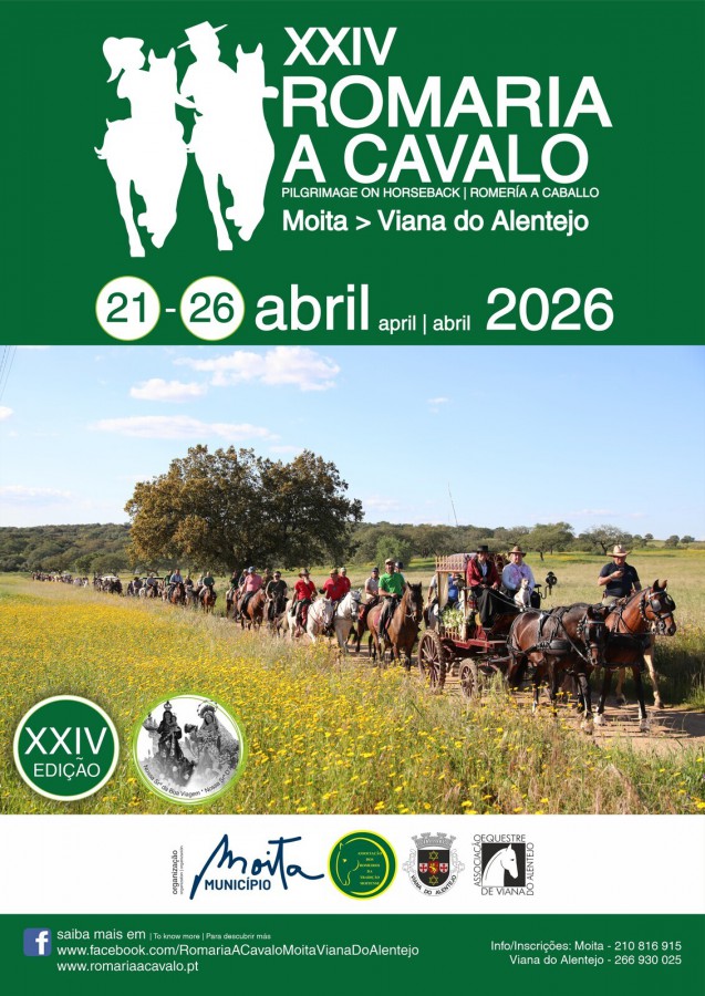 Romaria a Cavalo Moita-Viana do Alentejo 2026 XXIV edição tem data marcada de 21 a 26 de abril
