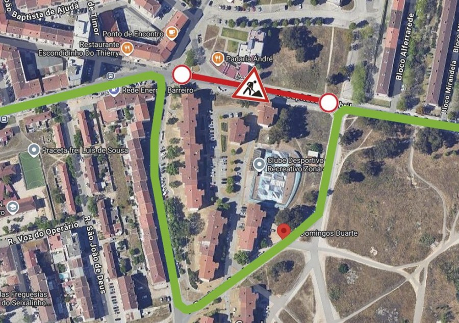 BARREIRO - Requalificação dos Arruamentos da Zona Envolvente da Santinha Corte total do trânsito rodoviário durante 120 dias . a partir do dia 29 de janeiro