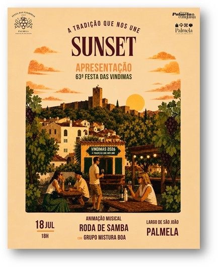 Palmela - No Largo de São João Festa das Vindimas apresentada ao pôr do sol . Sunset no dia 18 de julho